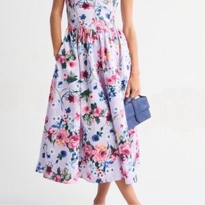 Abercrombie & Fitch Bra-Free Dipped Waist Midi Dress in Lavender Floral